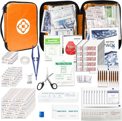 300Piece Portable First Aid Kit Refill Supplies for Car Mini Caming Emergency First Aid Kit Hiking Survival Essential Kit for Outdoor Adventure Emergency Case, Orange