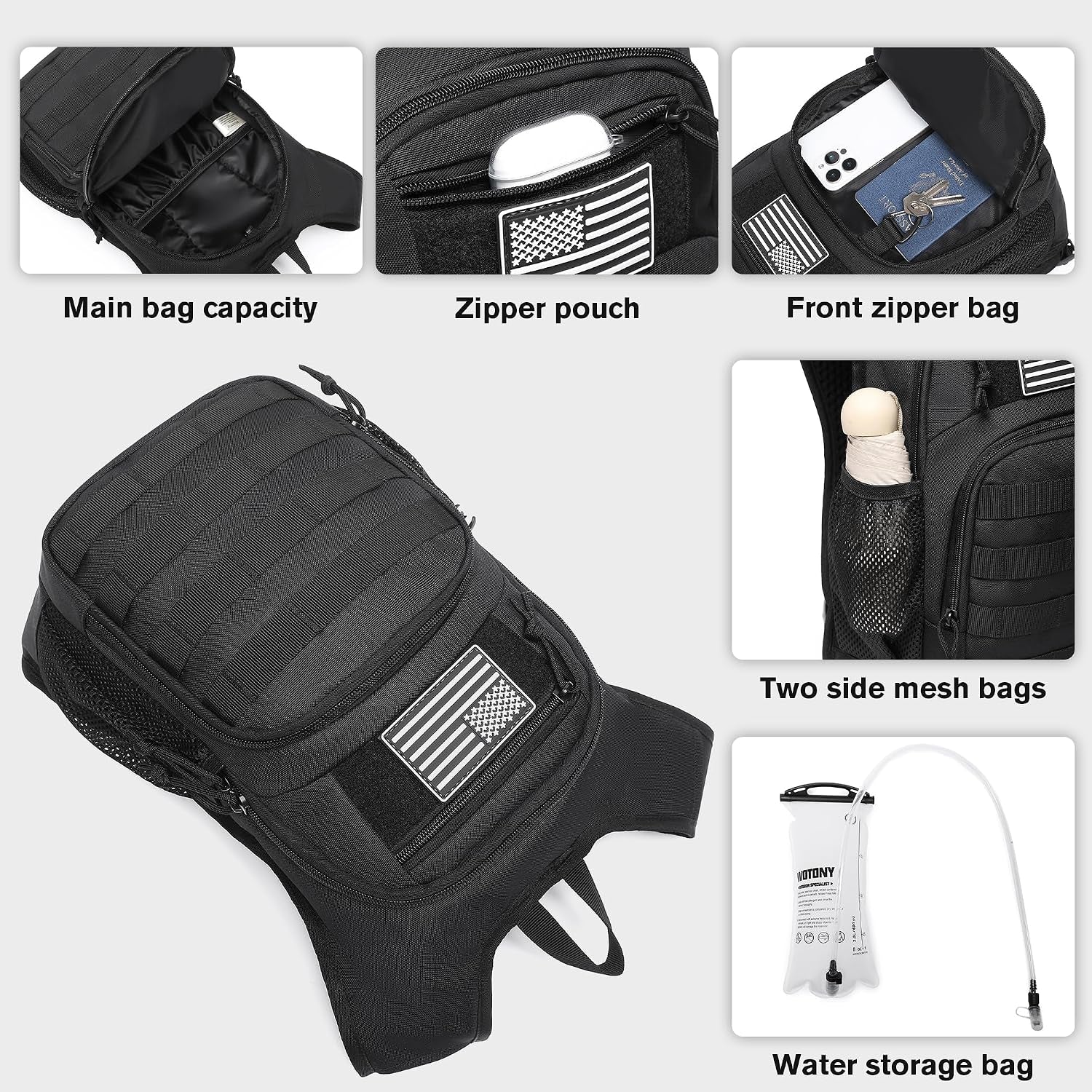 Hydration Backpack with Water Bladder for Hiking Tactical Hydration Pack for Men Women Molle Water Backpack for Hiking