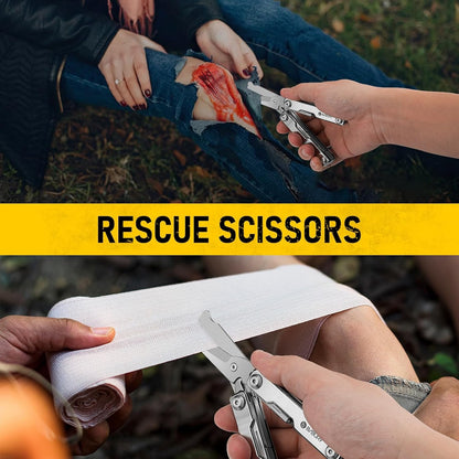 Mini Multitool BI2052A, 8 in 1 Keychain EDC Scissors W/Window Breaker, Seat Belt Cutter, Bottle Opener for Outdoor Survival, Multi Tool Cool Gadget TSA Approved, Gift for Men Women