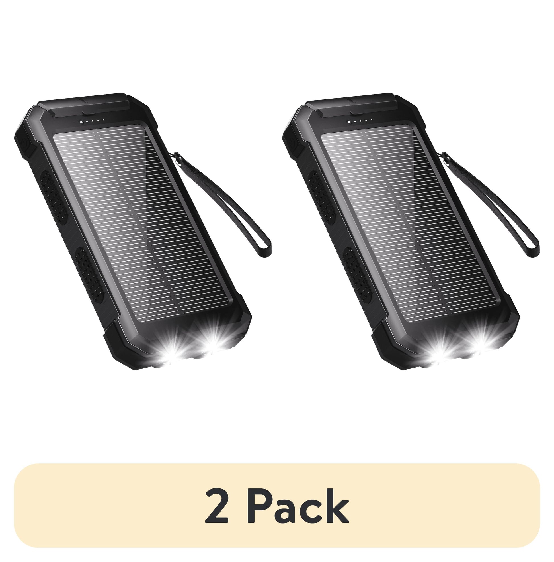 (2 Pack)  30000Mah Solar Power Bank Compatible for Iphone 17 Cell Phone 12W Portable Charger Power Bank for Outdoor Camping Hiking (Black)