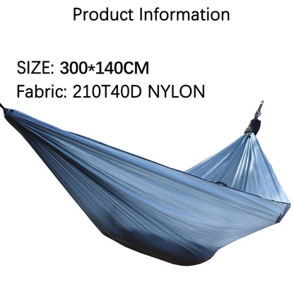 300X140Cm Single Camping Hammock Lightweight Parachute Hammock with 2 Tree Strap 2 Hooks Lightweight Portable Camping Hammock