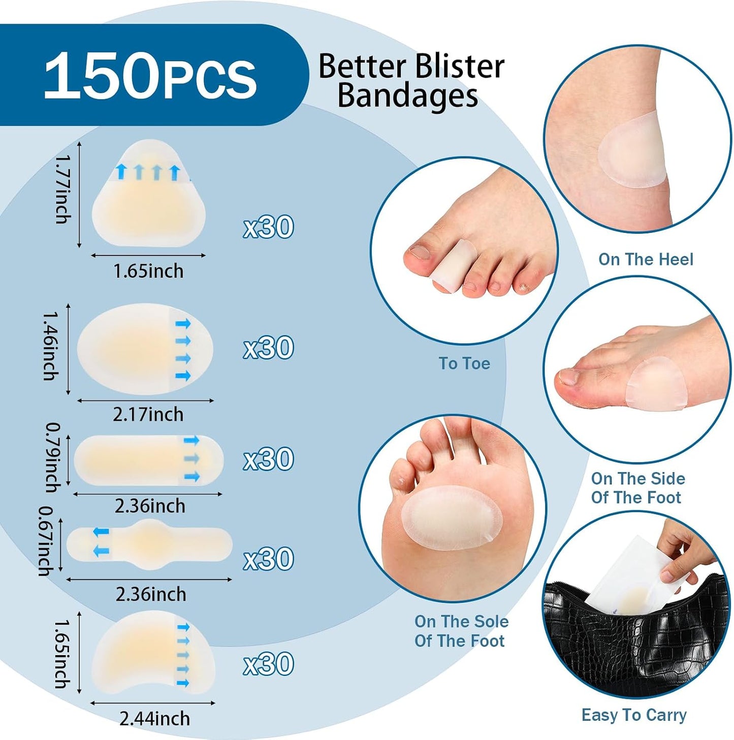 Kit Apositos Anti-Ampollas Para Pies - 150 Uds