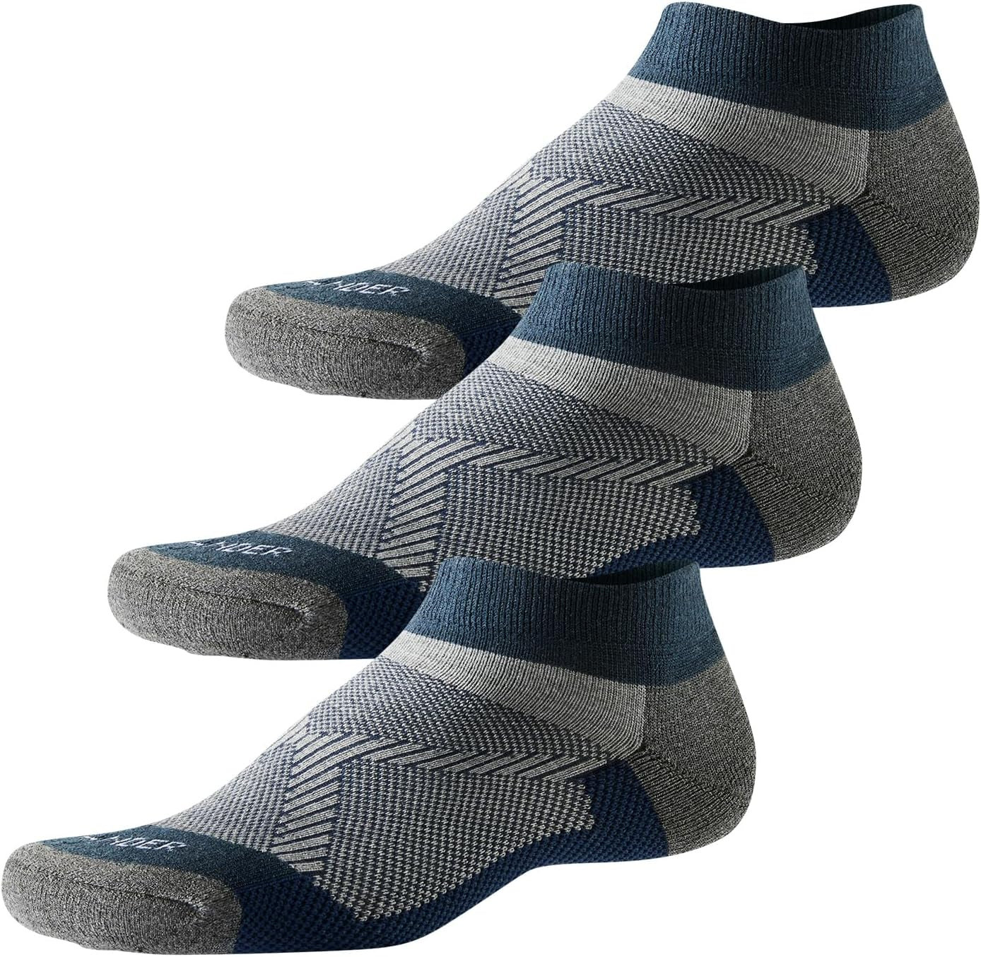 Merino Wool Running Ankle Socks Breathable Thin Lightweight Anti-Blister Athletic Socks 3 Pairs Moisture Wicking