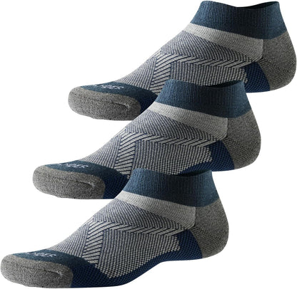 Merino Wool Running Ankle Socks Breathable Thin Lightweight Anti-Blister Athletic Socks 3 Pairs Moisture Wicking