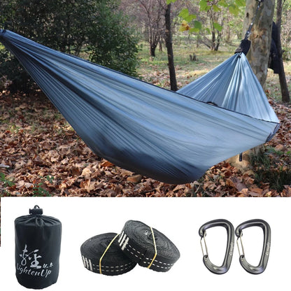 300X140Cm Single Camping Hammock Lightweight Parachute Hammock with 2 Tree Strap 2 Hooks Lightweight Portable Camping Hammock
