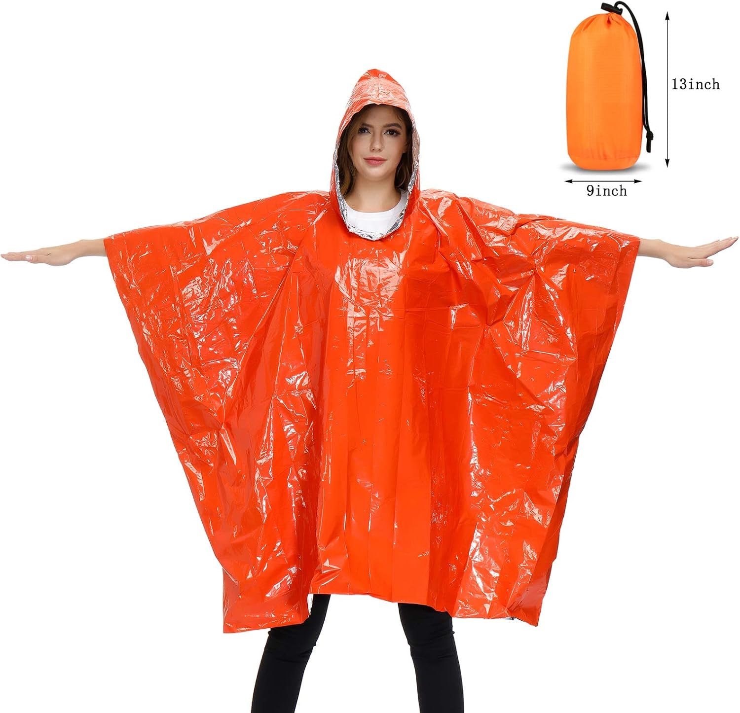 Emergency Sleeping Bags, Waterproof Survival Poncho Blanket with Lightweight Portable Nylon Sack Gear for Outdoor Camping Hiking(2 Pack Bivy Sack&2 Pack Emergency Poncho)
