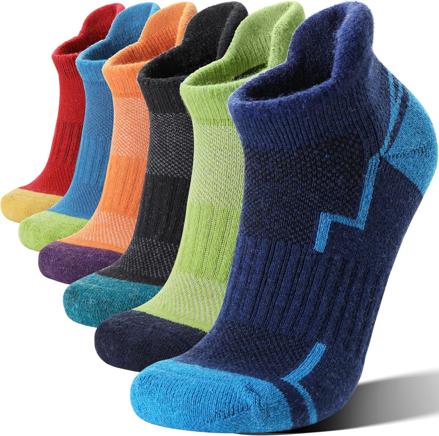 6 Pairs Merino Wool Ankle Hiking Running Socks Compression Support Thick Athletic Low Cut Socks for Women Men