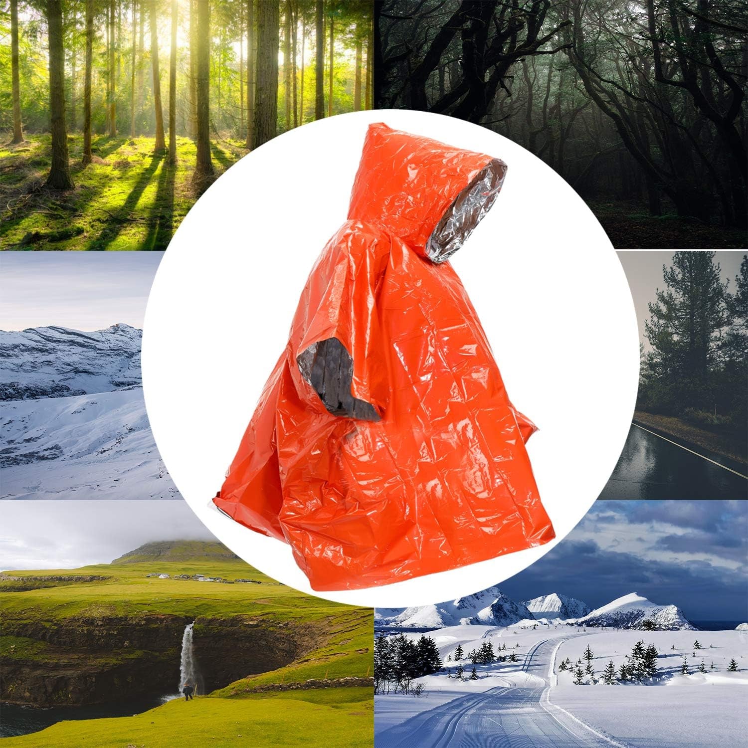 Emergency Sleeping Bags, Waterproof Survival Poncho Blanket with Lightweight Portable Nylon Sack Gear for Outdoor Camping Hiking(2 Pack Bivy Sack&2 Pack Emergency Poncho)