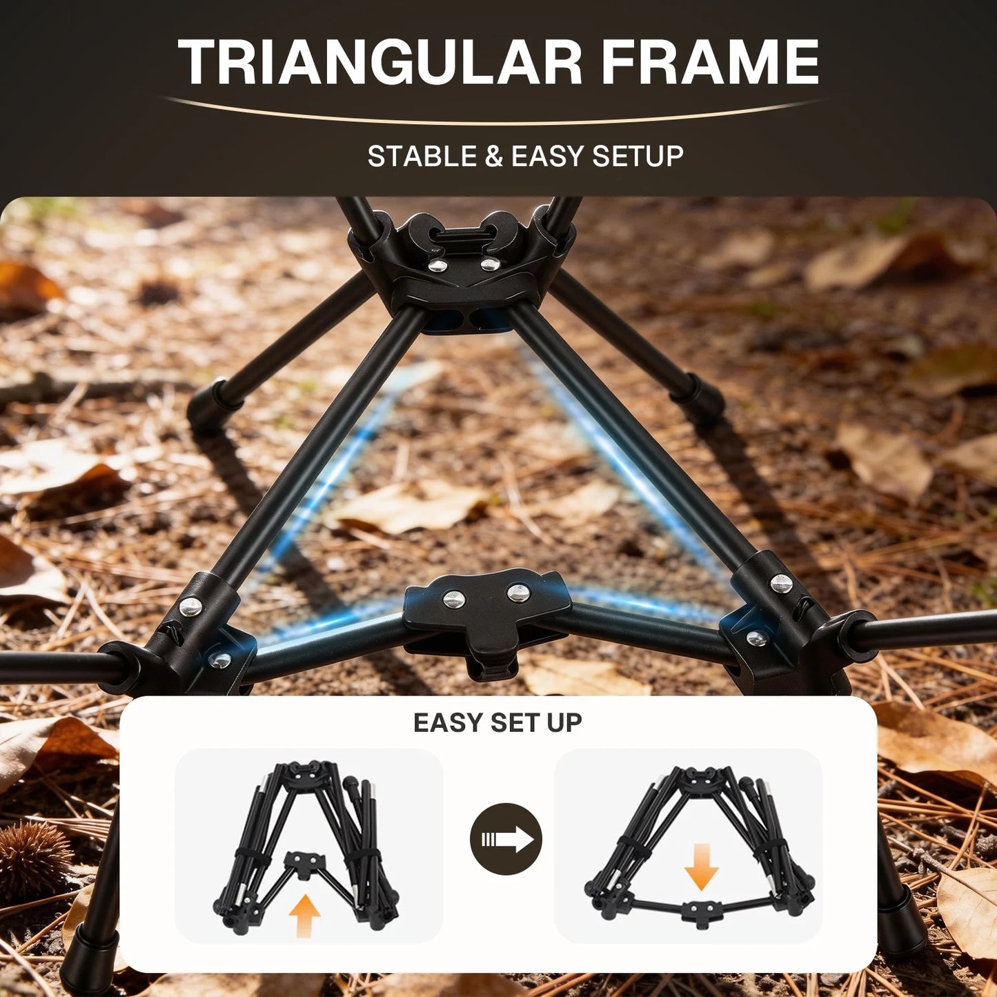 Folding Camping Chair, Portable Backpacking Chair with Carry Bag, Lightweight Hiking Chair for Outdoor Camp, Travel, Beach, Picnic, Black