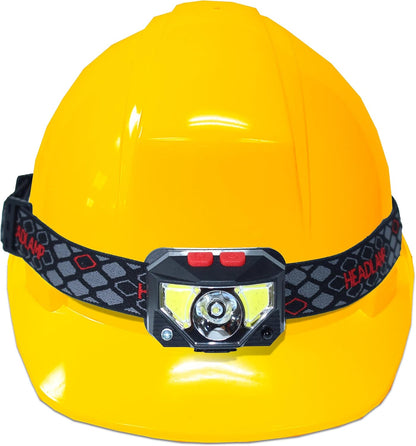 Hard Hat Light, Headlamp Rechargeable - Hard Hat or Helmet Not Incl | Lightweight USB, XPG+COB 3 LED 200 Lumen Camping Helmet Light for Adults with Red Light IP44 Waterproof - Helmet Not Incl