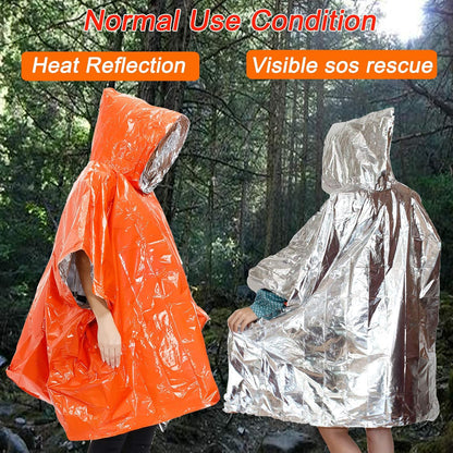 Emergency Sleeping Bags, Waterproof Survival Poncho Blanket with Lightweight Portable Nylon Sack Gear for Outdoor Camping Hiking(2 Pack Bivy Sack&2 Pack Emergency Poncho)