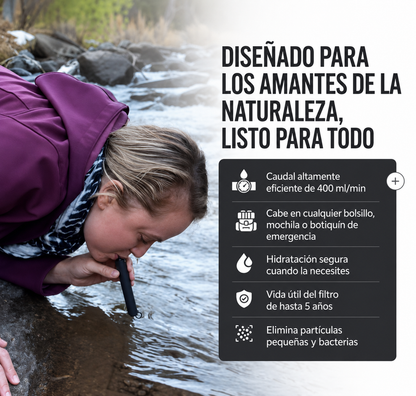 PureTrail™ | Filtro de Agua Portátil para Senderismo y Supervivencia