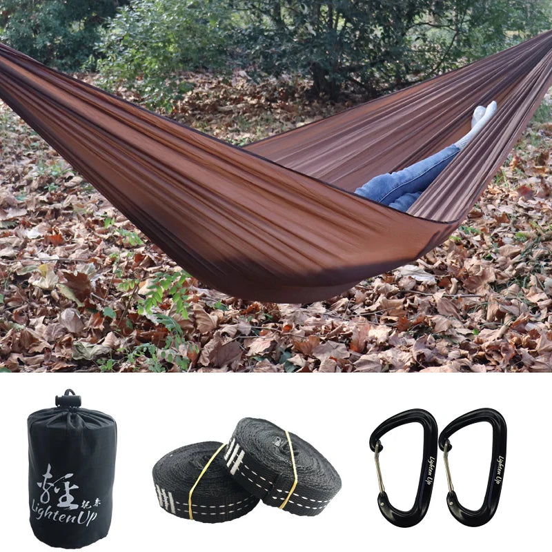 300X140Cm Single Camping Hammock Lightweight Parachute Hammock with 2 Tree Strap 2 Hooks Lightweight Portable Camping Hammock