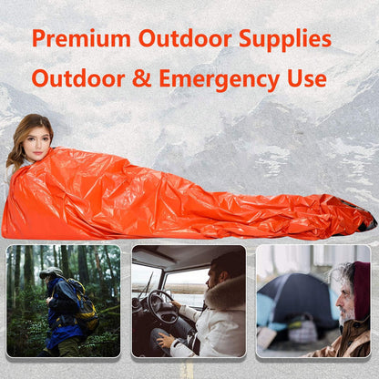 Emergency Sleeping Bags, Waterproof Survival Poncho Blanket with Lightweight Portable Nylon Sack Gear for Outdoor Camping Hiking(2 Pack Bivy Sack&2 Pack Emergency Poncho)