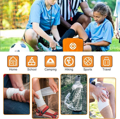 300Piece Portable First Aid Kit Refill Supplies for Car Mini Caming Emergency First Aid Kit Hiking Survival Essential Kit for Outdoor Adventure Emergency Case, Orange