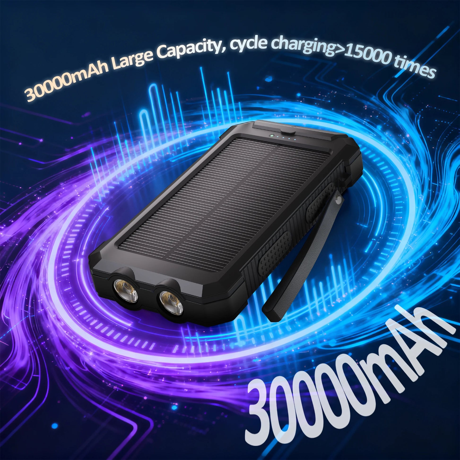 (2 Pack)  30000Mah Solar Power Bank Compatible for Iphone 17 Cell Phone 12W Portable Charger Power Bank for Outdoor Camping Hiking (Black)