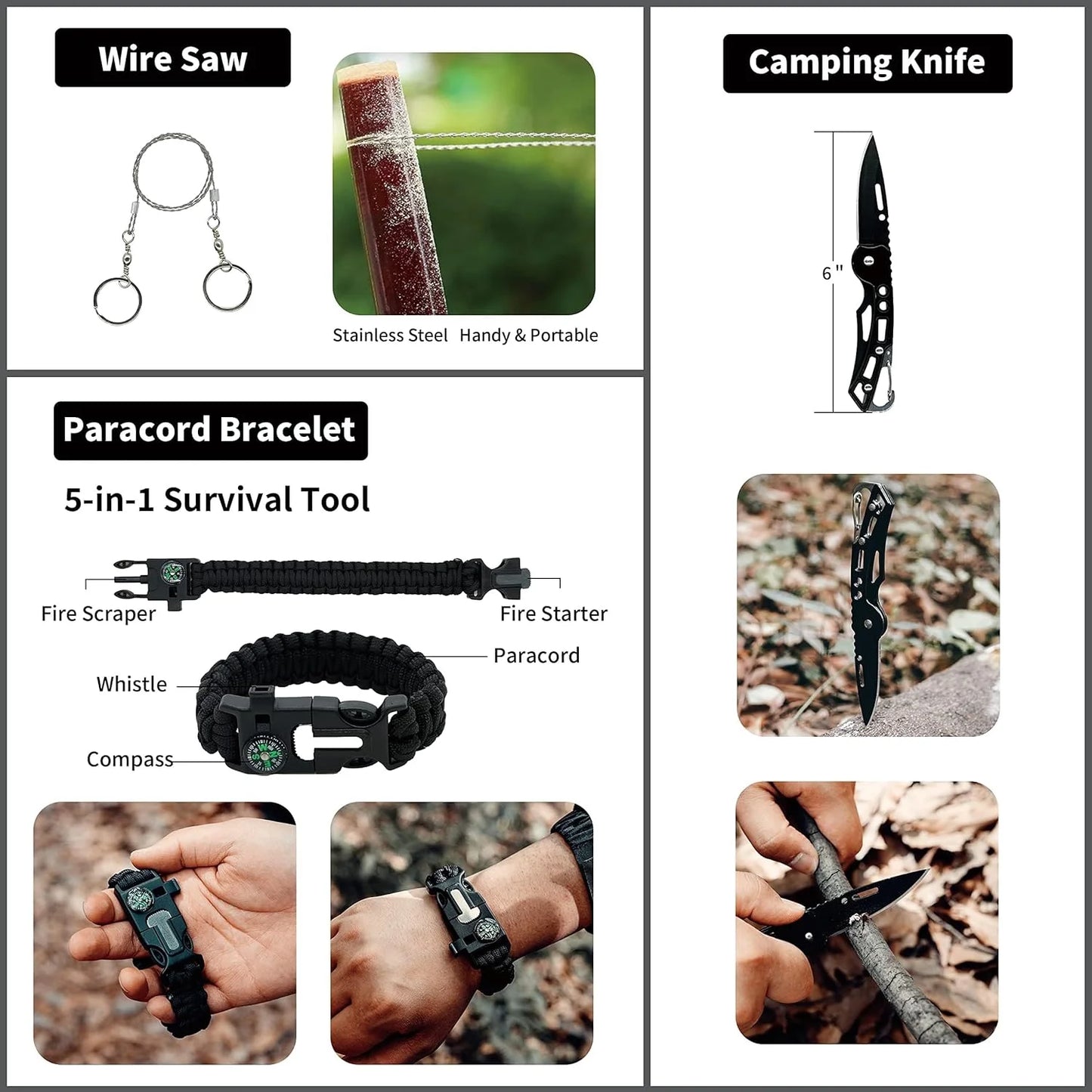 124-Piece Survival First Aid Kit with MOLLE System and Gear for Car, Camping, Hiking