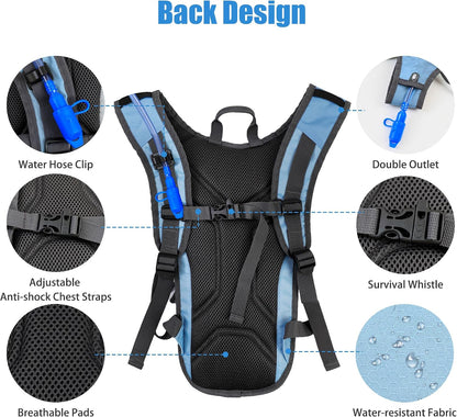 Hydration Backpack with 2L Hydration Bladder Water Backpack for Hiking Hydration Pack for Running Cycling Hiking