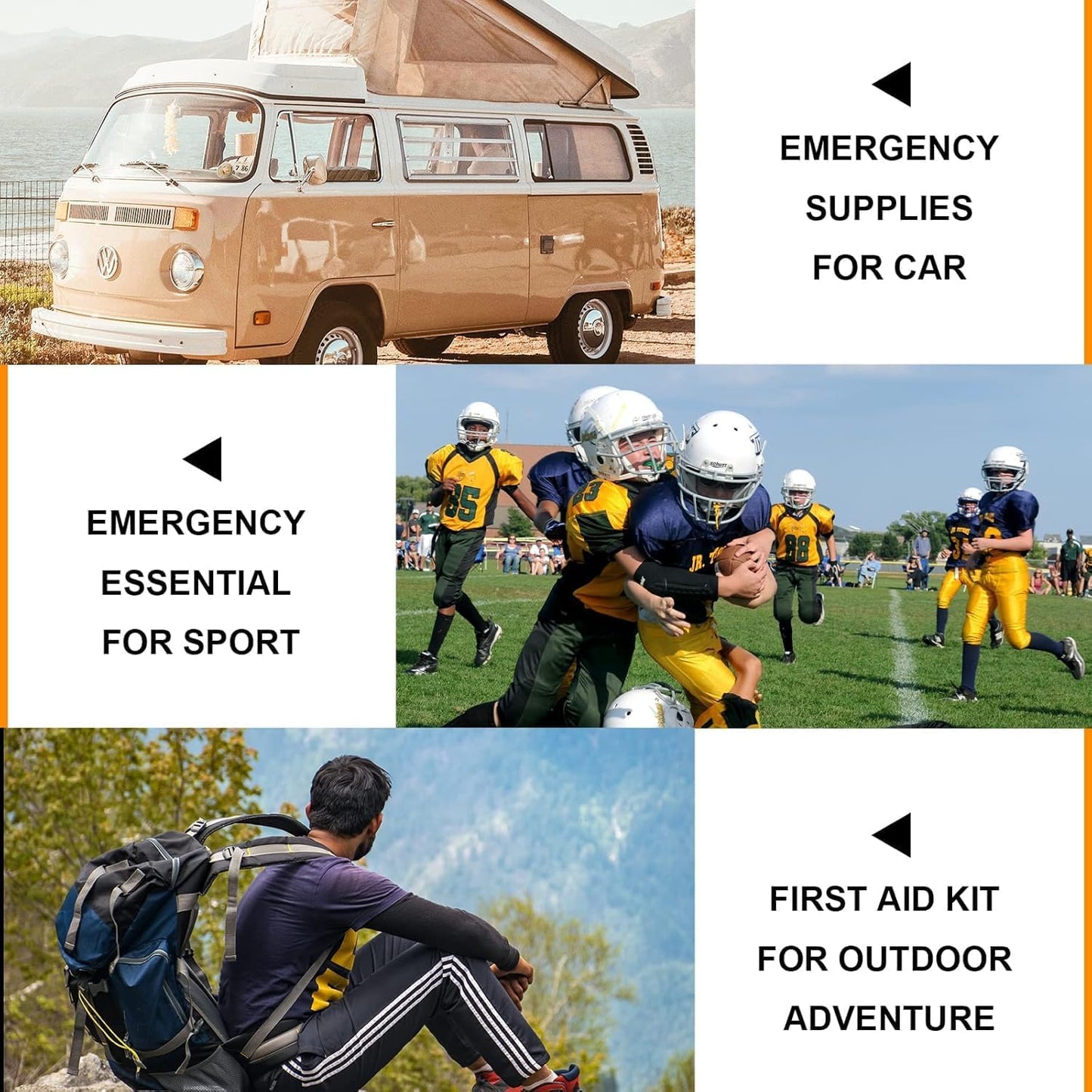 300Piece Portable First Aid Kit Refill Supplies for Car Mini Caming Emergency First Aid Kit Hiking Survival Essential Kit for Outdoor Adventure Emergency Case, Orange